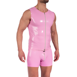 Manstore Lak Vest met Rits Roze M2373