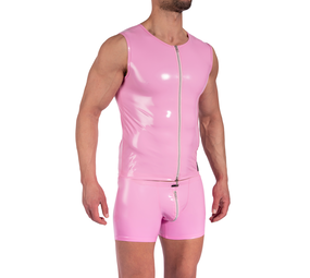 Manstore Lak Vest met Rits Roze M2373
