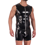 Manstore Lak Vest met Rits Zwart M2373