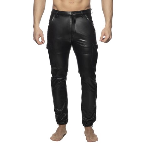 Addicted Imitatie Leren Cargo Pants Zwart ADF195