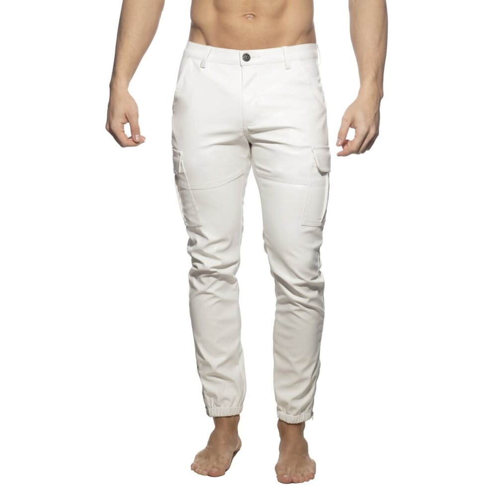 Addicted Imitatie Leren Cargo Pants Wit ADF195