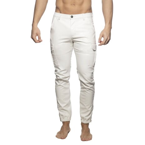 Addicted Imitatie Leren Cargo Pants Wit ADF195