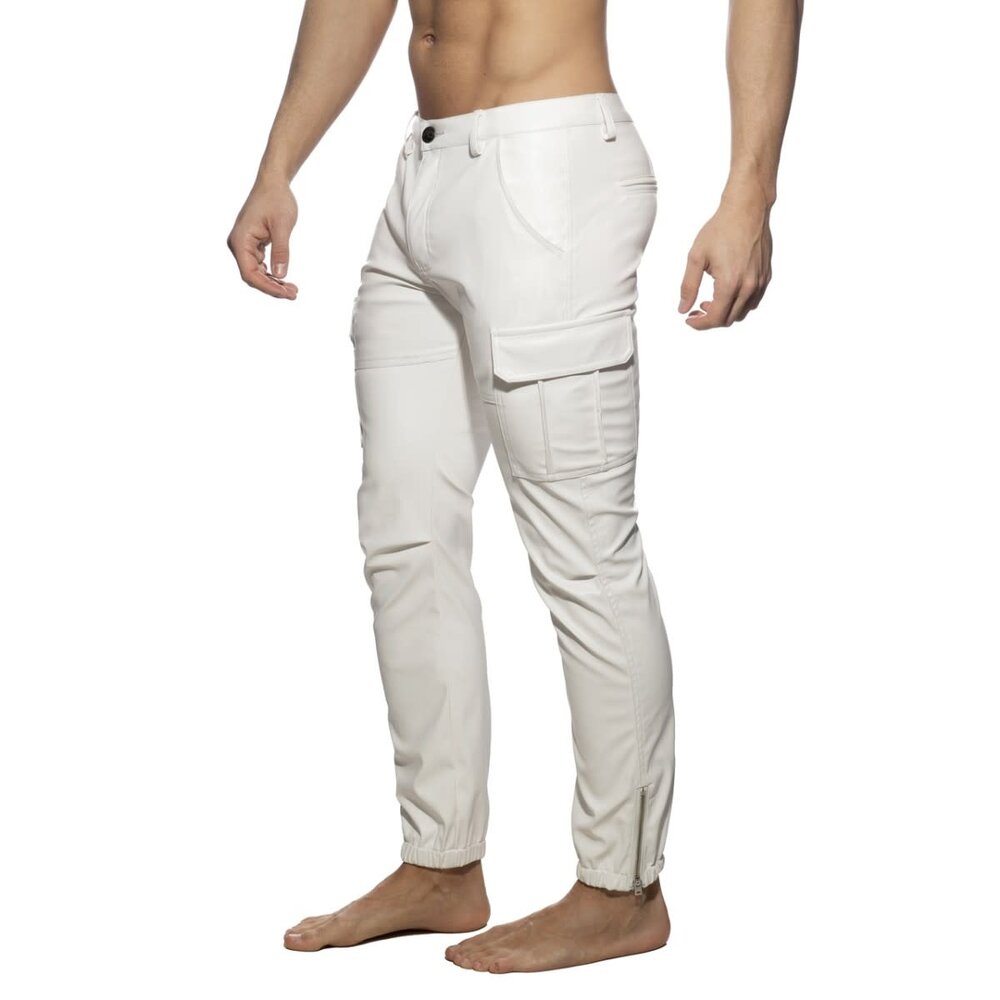 Addicted Imitatie Leren Cargo Pants Wit ADF195