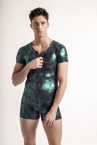 Manstore Body met Rits Metallic Groen M2414