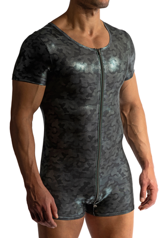 Manstore Body met Rits Metallic Groen M2414