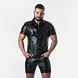 Locker Gear Imitatie Leren Blouse Rode Bies Locker Gear Imitatie Leren Blouse Rode Bies