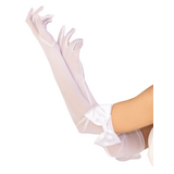 Leg Avenue Mesh Habdschoenen met Strik - Wit