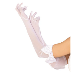 Leg Avenue Mesh Habdschoenen met Strik - Wit