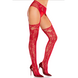 Leg Avenue Netkousen met Vastgemaakte Jarretelgordel Rood