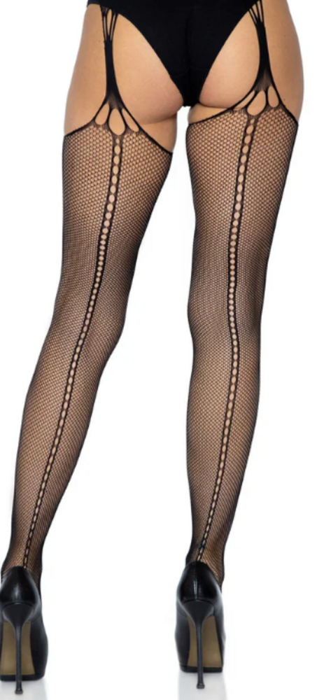 Leg Avenue Elegante Suspender Panty met Schaalnet Design - one size