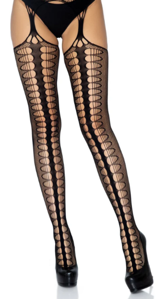 Leg Avenue Elegante Suspender Panty met Schaalnet Design - one size