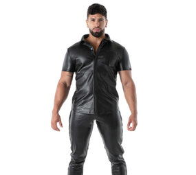 TOF Paris Imitatie Leren Korte Mouw Blouse TOF Paris Imitatie Leren Korte Mouw Blouse