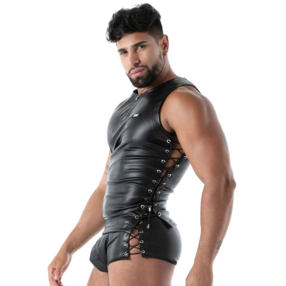 TOF Paris Imitatie Leren Laced detail Tanktop TOF Paris Imitatie Leren Laced detail Tanktop