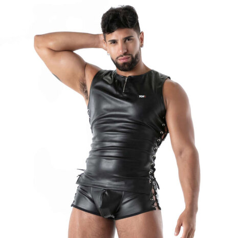 TOF Paris Imitatie Leren Laced detail Tanktop TOF Paris Imitatie Leren Laced detail Tanktop