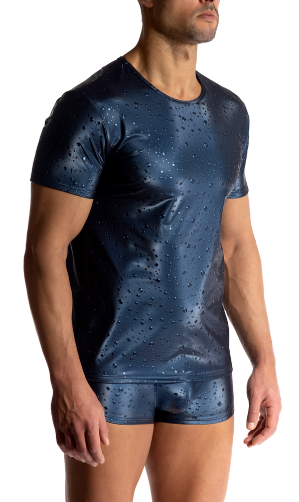 Manstore T-Shirt Blauw Waterdrops M2517 Manstore T-Shirt Blauw Waterdrops M2517