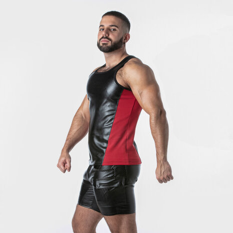 Locker Gear Imitatie Leren Tanktop Puncholes Rood