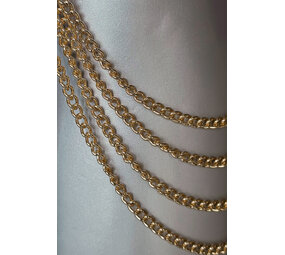 VoyeurX Leren jarretel met kettingen Fascinate Geel Goud