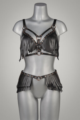 VoyeurX Rokje Fringe Rose Gouden Afwerking