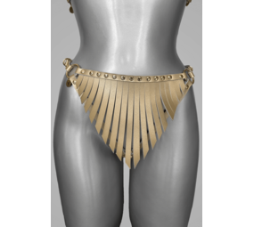 VoyeurX String Fringe Goud Leer VX