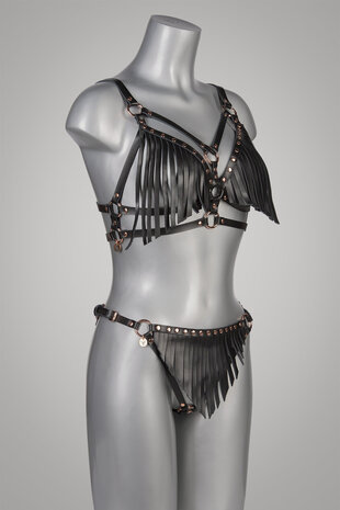 VoyeurX String Fringe Geel Gouden Afwerking