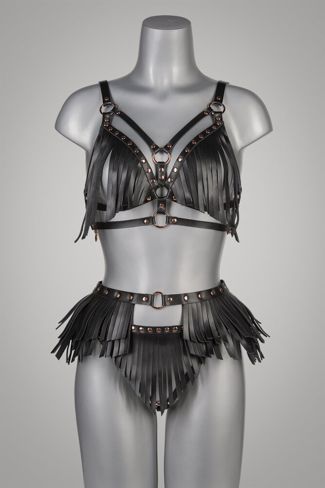 VoyeurX String Fringe Geel Gouden Afwerking