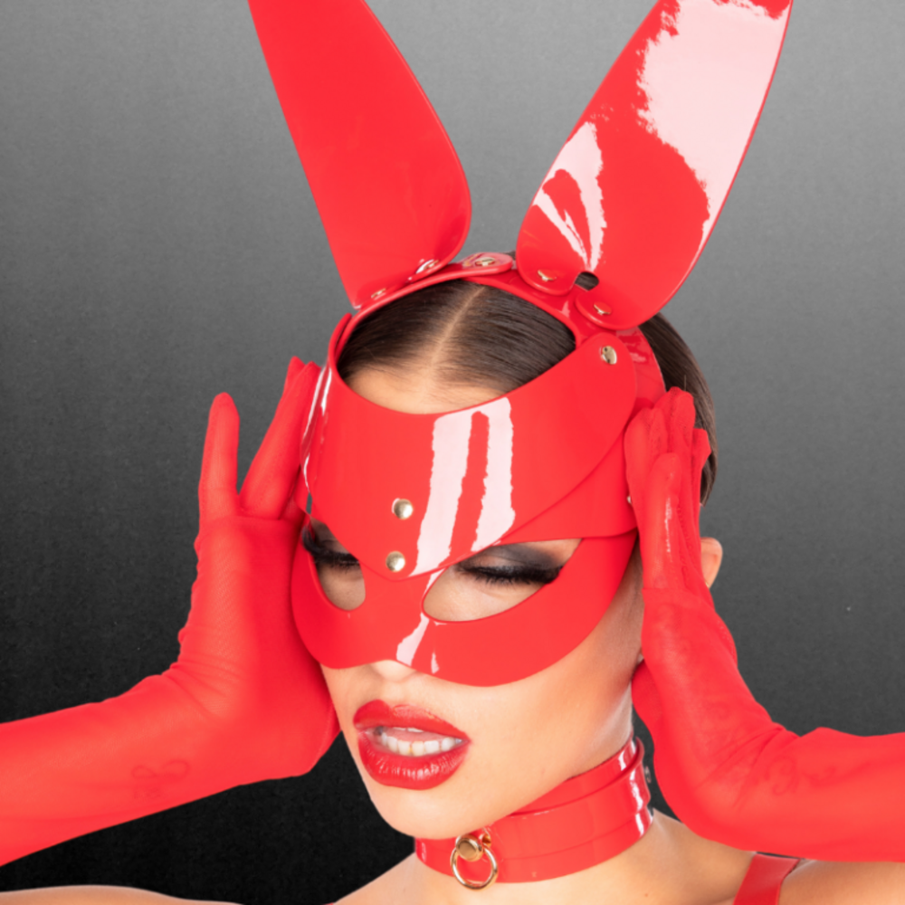 Kinky Diva Bunny Masker Lak Rood