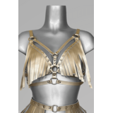 VoyeurX Harnas Fringe Goud Leer VX