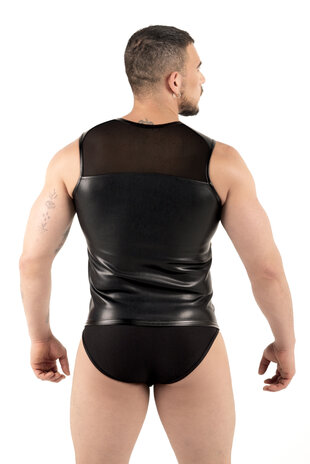 ROK Imitatie Leren Vest Zwart/Groen