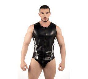 ROK Imitatie Leren Vest Zwart/Wit