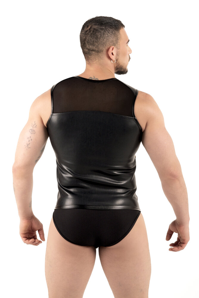 ROK Imitatie Leren Vest Zwart/Wit