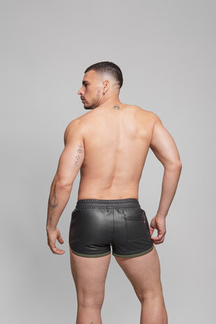 ROK Imitatie Leren Party Short Zwart/Groen