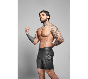 ROK Biker Imitatie Leren Short Zwart