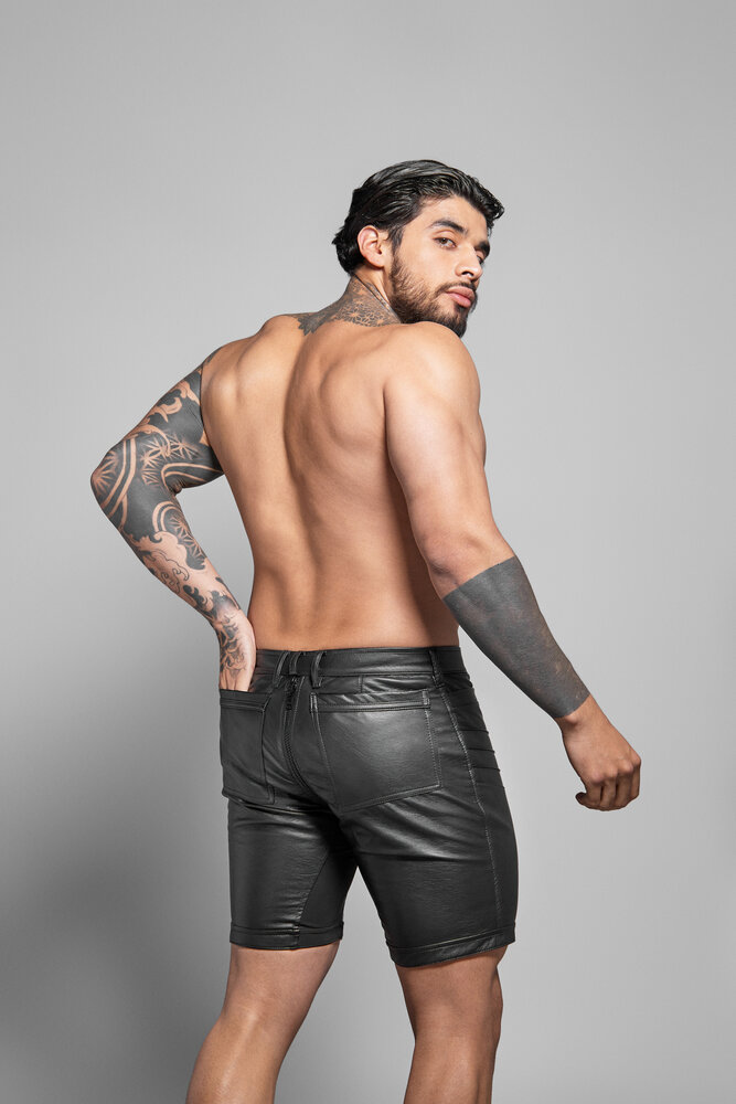 ROK Biker Imitatie Leren Short Zwart