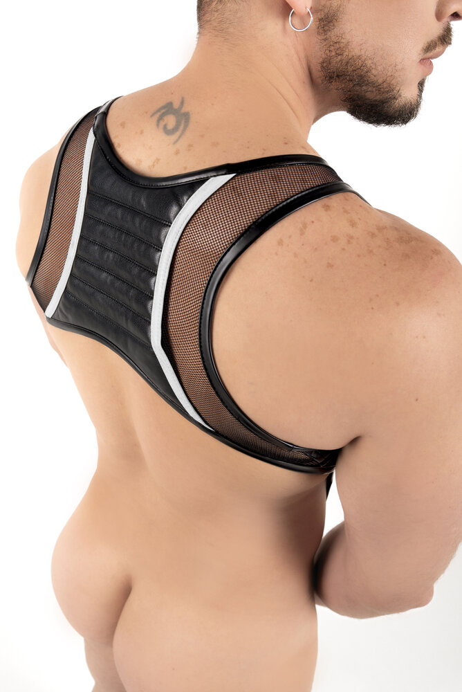 ROK Harnas met Cockring Extensie Zwart/Wit