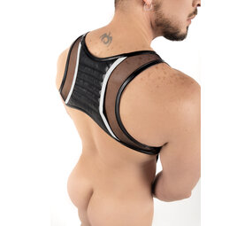 ROK Harnas met Cockring Extensie Zwart/Wit