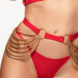 Kinky Diva Lak Riem met Kettingen Rood/Goud