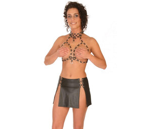 Bizonder Leren Rok met Ringen R49