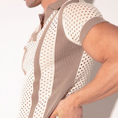 Code22 Off White Mosaic Polo