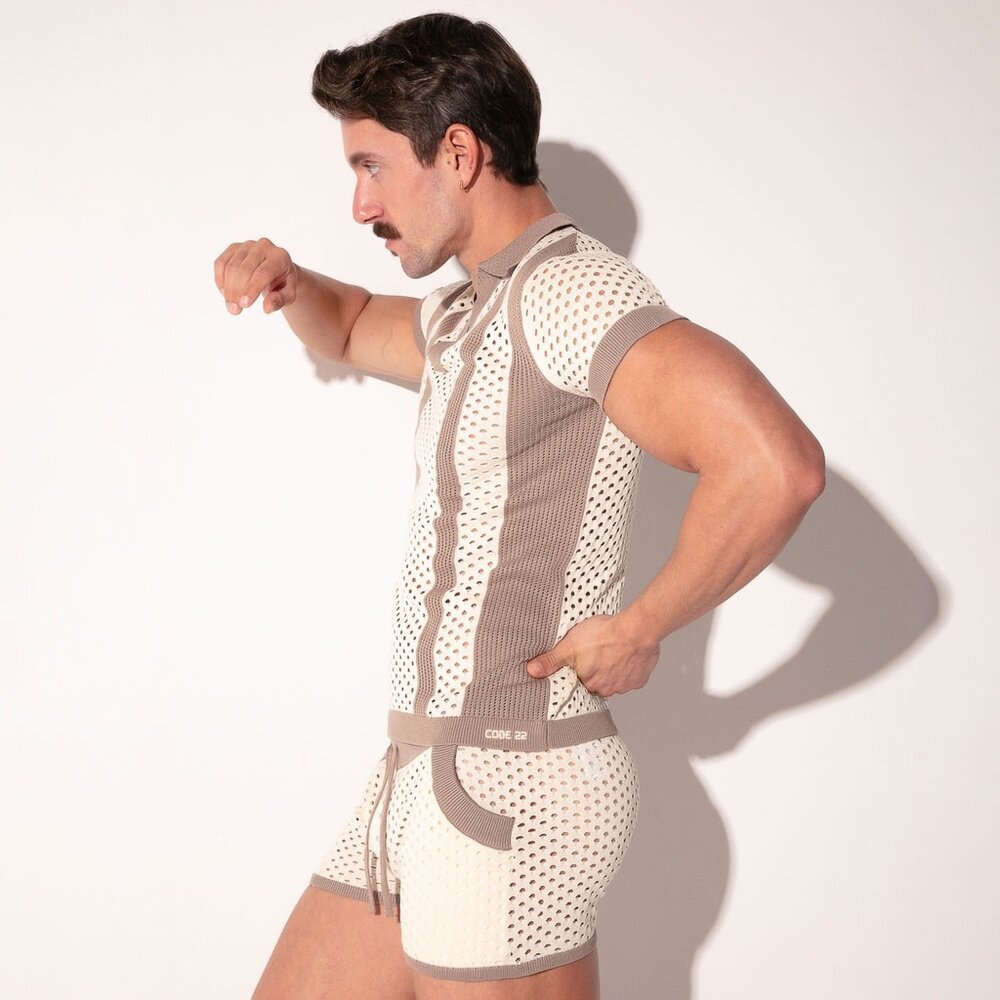 Code22 Off White Mosaic Polo