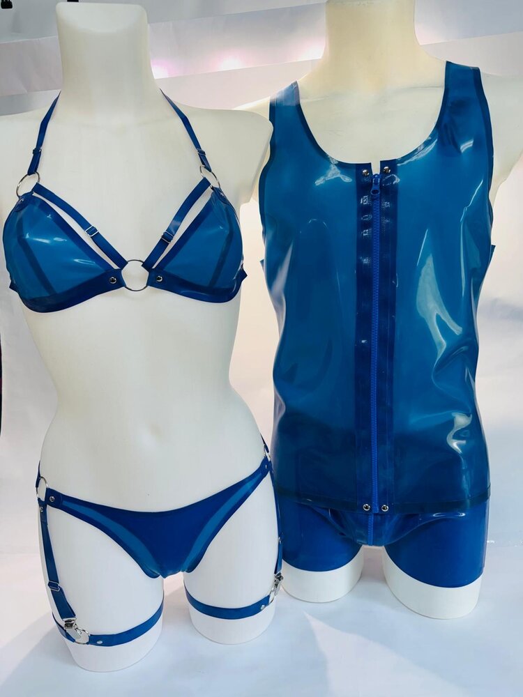 Bikini Broekje met beenbanden Blauw/ Trans Blauw - XS -S -M