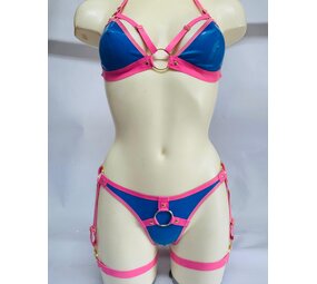 Lovely Latex by Brigitte More Bikini top Blauw/ Roze M/L - XL Lovely Latex by Brigitte More Bikini top Blauw/ Roze M/L - XL