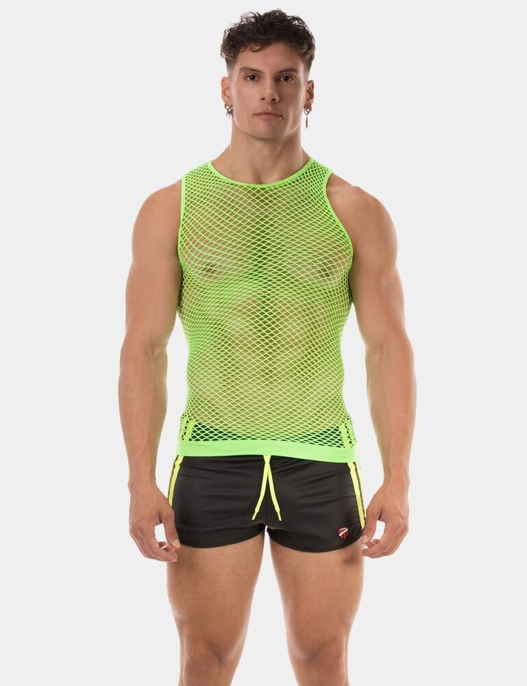 Barcode Berlin Fishnet Tanktop Neon Groen Stefano