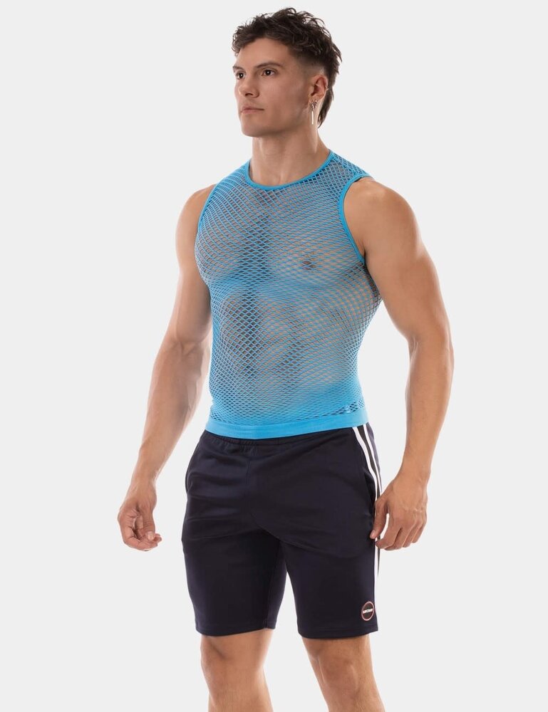Barcode Berlin Fishnet Tanktop Neon Blauw Stefano