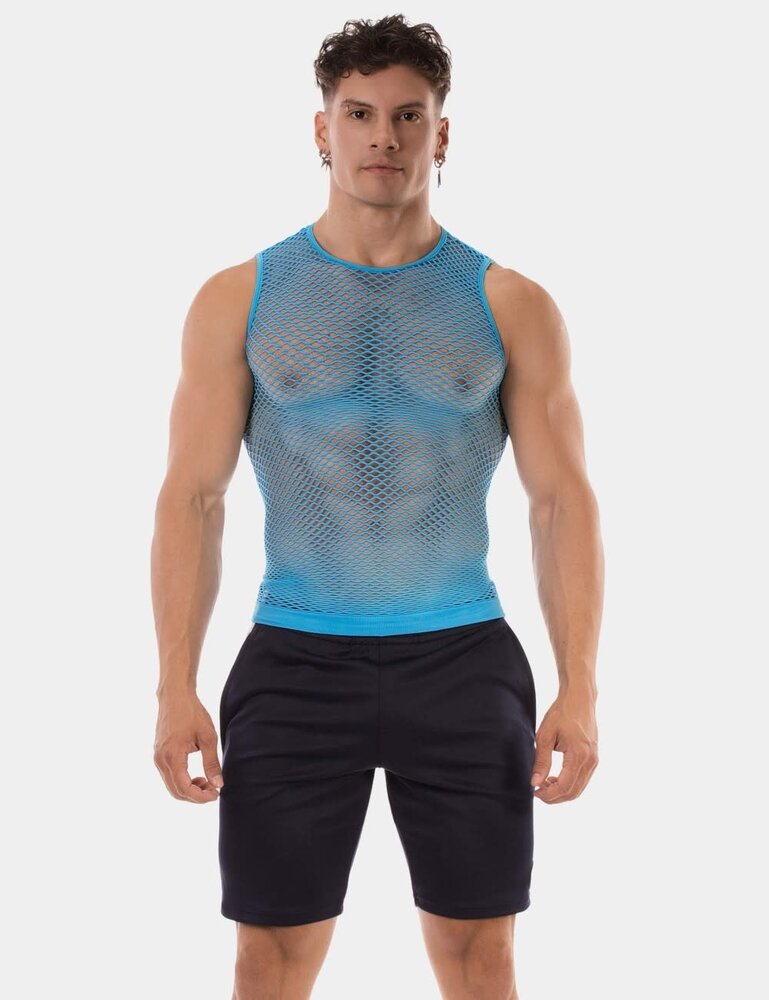 Barcode Berlin Fishnet Tanktop Neon Blauw Stefano