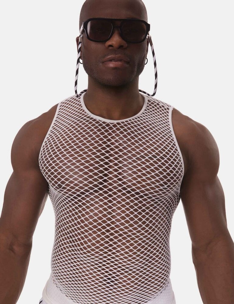 Barcode Berlin Fishnet Tanktop Wit Stefano Barcode Berlin Fishnet Tanktop Wit Stefano