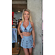 Bizonder T97  Top met Vetersluitingen Jeans Blauw - M