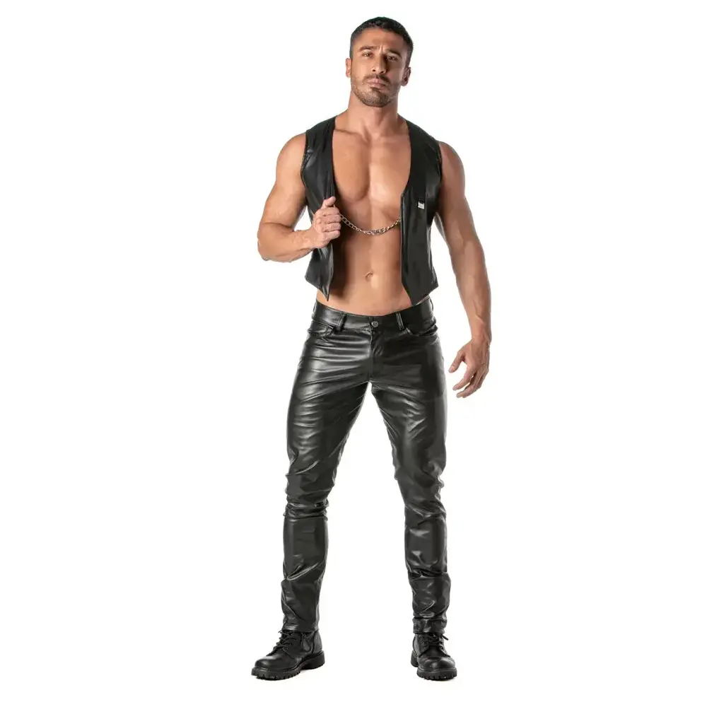 TOF Paris Kinky PU Leren Vest met Ketting