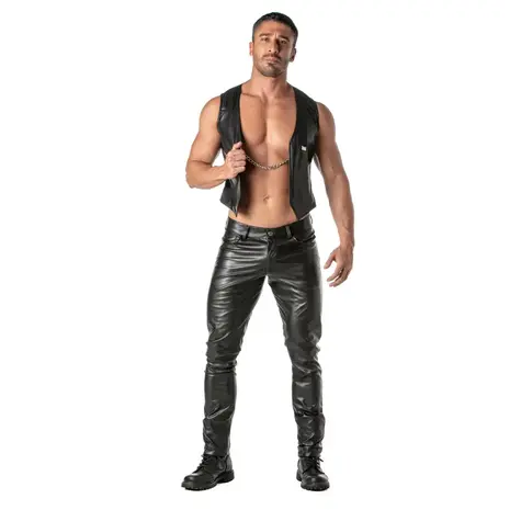 TOF Paris Kinky PU Leren Vest met Ketting