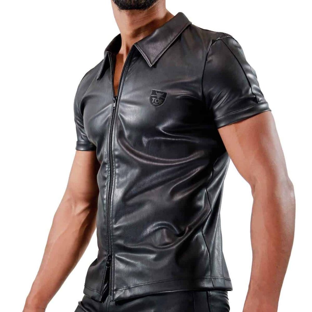 TOF Paris PU Leren Fetish Shirt met Rits