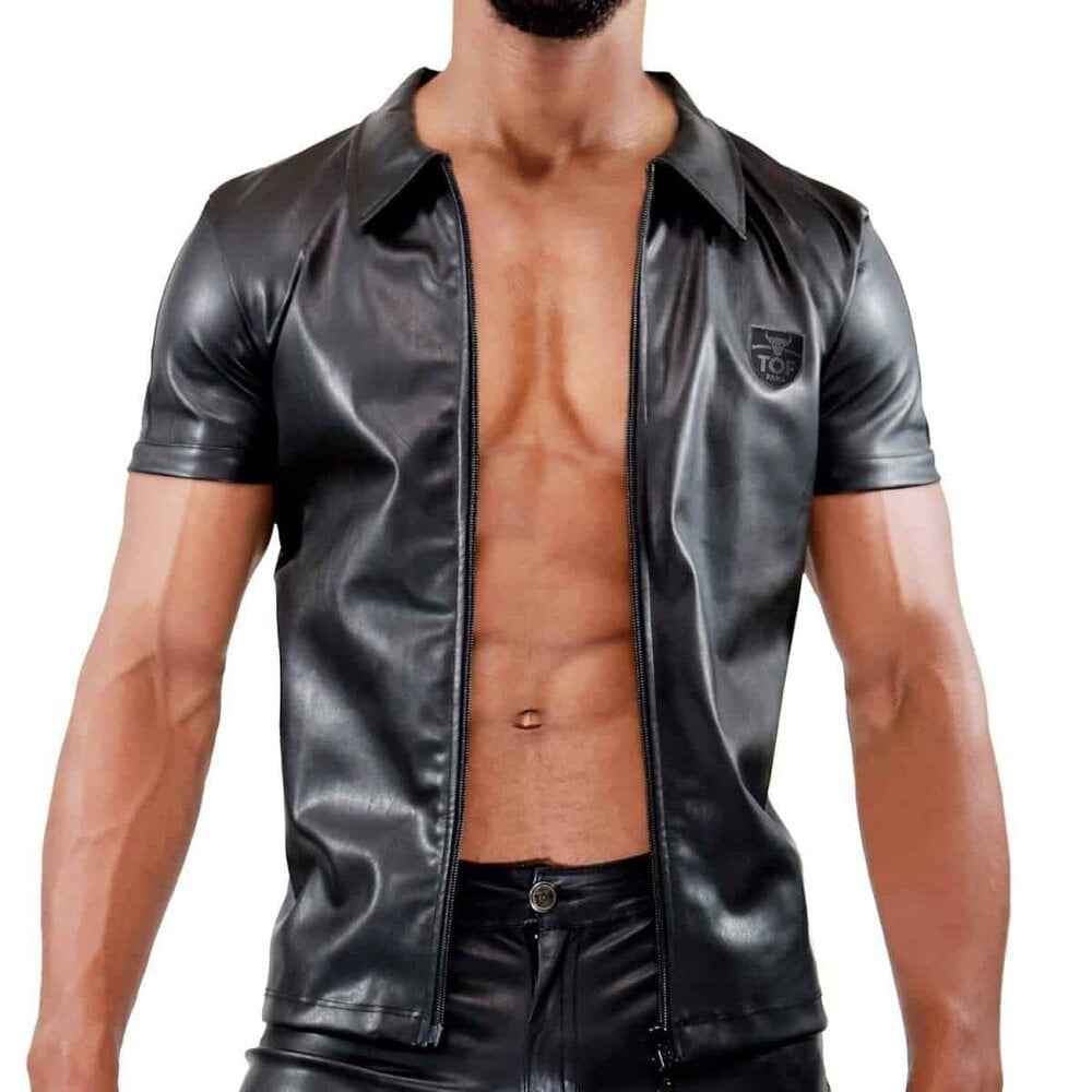 TOF Paris PU Leren Fetish Shirt met Rits